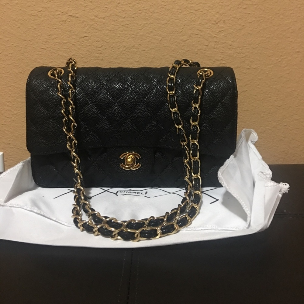 New Medium black bag with gold hardware